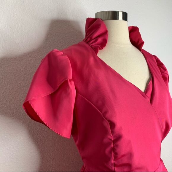 Vintage 80s Handmade Hot Pink Mini Dress & Overlay Jacket Set Size Small - Picture 2 of 12